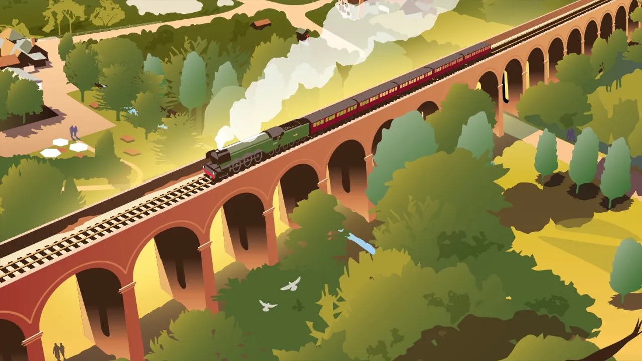Original illustration of Chappel Viaduct, undertaken under the Wisdom Art Prints brand identity