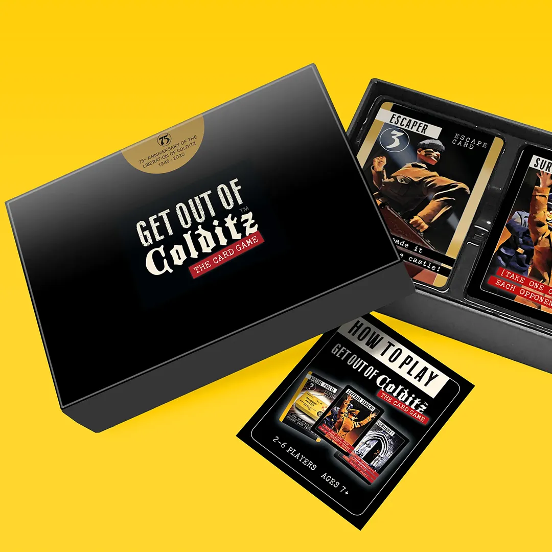 Packaging for original card game Get Out of Colditz